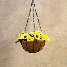 발코니 단철 꽃 바구니 에어플랜트 화분 옐로우 해바라기 20cm, 1개