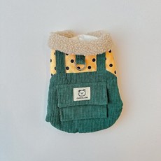 코코스튜디오 반려동물 코코 하네스 땡땡이 골덴 패딩 조끼, 그린, 1개