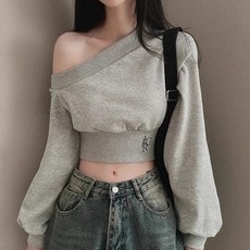 Sonio 女款單肩短版大學T