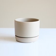 Garden in the City 現代圓形花盆 + 底盤組, 棕色, 1個