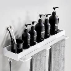 모나코올리브 메탈라인 모던스틸 선반 타월바형 50 + 실란트픽스 세트, 화이트, 1세트