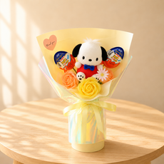 Scent Basket 人造花 甜蜜旋律 三麗鷗 健達奇趣蛋 香皂花 花束 帕恰狗, 黃色, 1個
