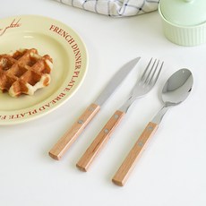 inbloom 木質復古晚餐餐具 3種, 橡木, 2組, 勺子+叉子+刀