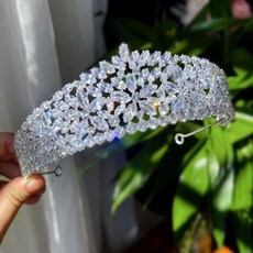 럭셔리 뉴 퀸 지르콘 웨딩 장식 스타일링 티아라, 실버, 1개