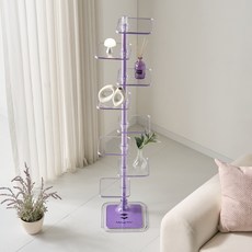 뮤레브 각도 조절 가능한 철제 투명 인테리어 북 화분 타워 선반 30.7 x 30.7 x 145 cm, 바이올렛, 8단