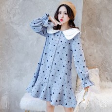 孕婦雙領長袖連身裙