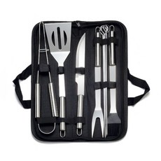 리틀래빗 휴대용 바베큐 조리도구 9종 + 수납가방 세트, 블랙, 1세트