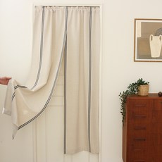 ANDCOTTON 空間分隔 門簾 隔斷簾 窗簾 條紋 亞麻, 藍色