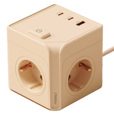 무아스 더 큐브 마그넷 USB 고용량 멀티탭 3구, 샌드피치, 1개, 1.5m