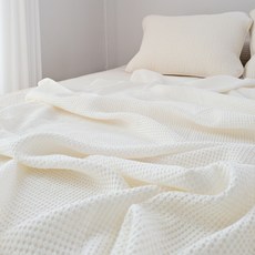 my little daisy 嬰幼兒莫代爾鬆餅格紋毯 夏季涼被, 象牙白