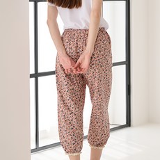 테라우드 여성용 던플라워 프릴 밴딩 9부 파자마 바지