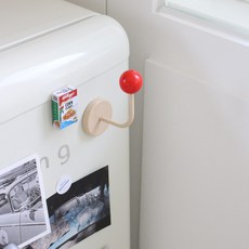 브로브로 비비드 마그넷 자석 후크, 베이지 + 레드, 1개