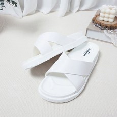 dia 男款素色交叉帶拖鞋 3cm, 白色的, 270