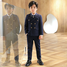 ORANGEDAMOM 男童雙排扣3釦格紋西裝5件組