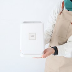 MORIANN ABS方形線條塑膠花盆+托盤組, 白色, 1套