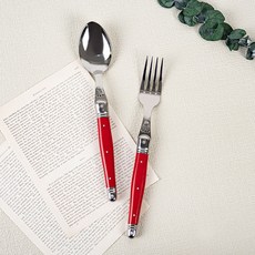 장듀보 라귀올 디너스푼 + 포크 세트, 레드, 1세트, 스푼 + 포크