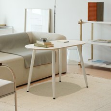 슈에뜨메종 HPM 자작나무 타원형 낮은 식탁 1000 x 500 mm, 밀크화이트, 2인용