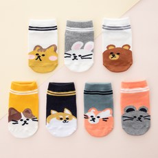 基本阿爾法必不可少 兒童 動物造型 運動短襪 7雙組