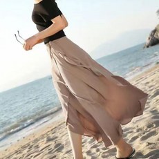 피어니스트 리본 롱 플레어 스커트