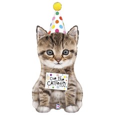 GRABO BALLOONS 鋁箔生日貓咪氣球, 混和顏色, 1個