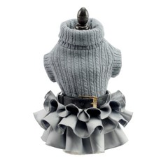 LIVING DUO 寵物甜美高領連身裙, 灰色