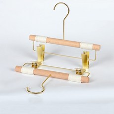 센스이따 아동용 원목 옷걸이 바지걸이 24 로프 팬츠 홀더 라운드 후크 15cm M258, 골드, 5개