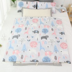 보떼하우스 모달 사계절용 광목 일체형 낮잠이불세트 분리형 마이크로화이버 베개솜, 주주파크 블루