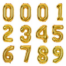 조이파티 숫자 은박 풍선 소 12p 세트, 골드, 1세트