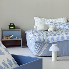 FRAMBOISE 嬰幼兒用夏季涼爽人造絲固定帶鋪棉防水墊 單人, 1個, 藍色