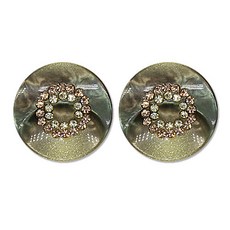 高級水鑽寶石指紋圖案鈕扣 21mm, 2個, 黃色