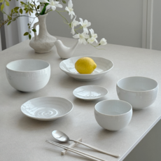 NICOTT 高級 Le Blanc 月亮罐單人碗盤禮盒組 6件組, 1套, 單色, 6種