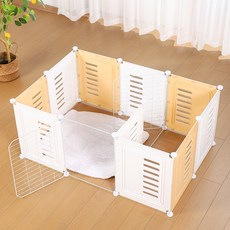 Chilsy寵物基本圍欄 白色 6入+黃色 4入+安全門 2入+錘子組, 混色, 1組