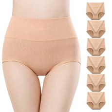 Twoistar 日常高腰棉質內褲6件組, 膚色