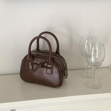 迷你蝴蝶結波士頓斜背包, 巧克力色