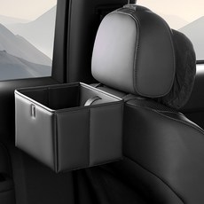 Road Bless 車用頭枕皮革收納盒, 1個, 背負式 黑色