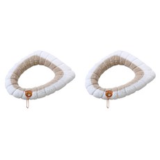 정상아이앤 뽀글이 극세사 쿠션 보온 변기 시트, 베이지, 2개