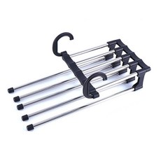 접이식 매직 5단 바지걸이, 블랙, 1개