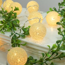 Dometopia LED棉球金色燈泡 20燈 3m 閃爍 電池款, 1個, 暖色