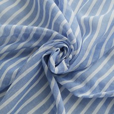 Cheon Pam 40支紗先染棉 Muu 條紋布料, 1330 藍色