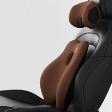 Ez2mk MS-30 사계절 퍼펙트케어 차량용 메모리폼 목쿠션 + 등쿠션 세트, 브라운, 1세트