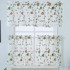 淡雅薄紗刺繡多用途小窗半簾, A款