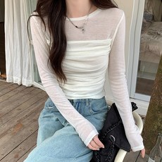 LUNA GIRL 女款 Corecore 褶皺長袖T恤 L26SPT122619