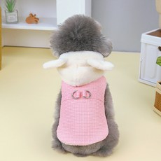 PASTEL PET 寵物毛呢小熊連帽背心, 粉紅色