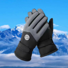 Wellmama 男士冬季時尚滑雪手套, 1個, 黑色 + 灰色