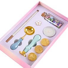 Bellian 花朵封蠟印章套組, 1套, 藍色 + 天空藍