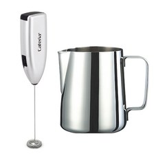 Caferia 電動奶泡器 CEM1+拉花杯 S3 600ml, 混色, 1組