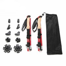 ETUDIER 摺疊登山杖 2入組, 紅色, 1個