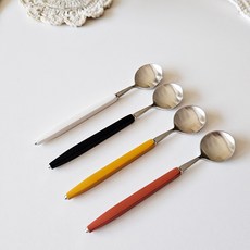 Bogen 可愛茶匙 黑色 + 白色 + 芥末黃 + 胡蘿蔔色 緞面B組合, 茶匙4種, 1套