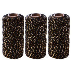 亮粉麻繩 3入, 黑色 + 金色, 100m