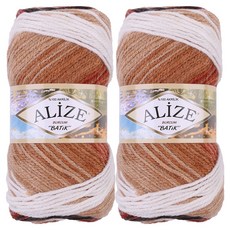 Alizee Broukombatic 編織線, 2626 象牙白 + 棕色, 2個